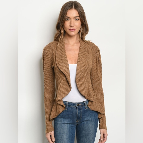 Brown Ribbed Cardigan - Picture 2 of 2